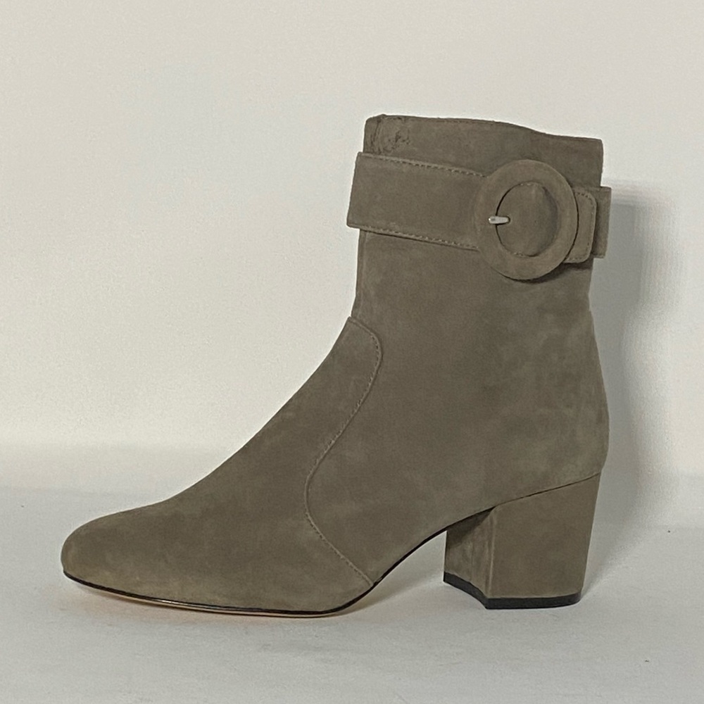 Nine West Quilby Womens Greige Suede Ankle Boot w Covered Buckle / 7.5 M / NWOT
